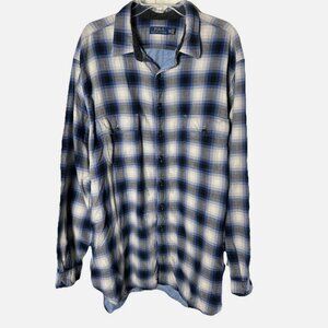 Polo Ralph Lauren Mens 2XLT Long Sleeve Blue Black Grey White Plaid Shirt Jacket